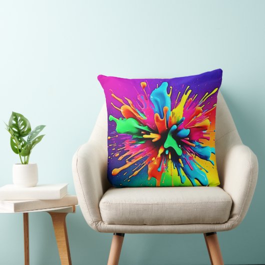 Vibrant Paint Burst Design クッション (椅子)
