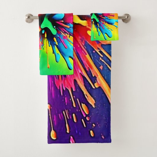 Vibrant Paint Burst Design バスタオルセット (インサイチュ)