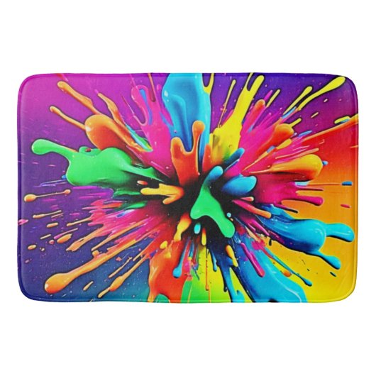Vibrant Paint Burst Design バスマット (正面)
