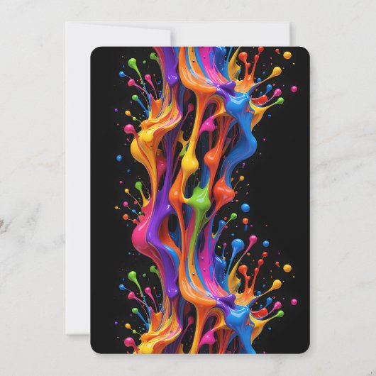 Vibrant Paint Splash Art Party Birthday Invitation 招待状 (裏面)