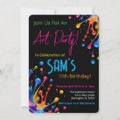 Vibrant Paint Splash Art Party Birthday Invitation 招待状 (正面)