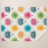 Vibrant Paint Splash Pattern Sherpa Blanket シェルパブランケット (正面(横))