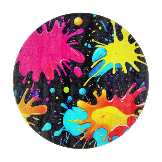 Vibrant Paint Splatter Art Burst カッティングボード (正面)