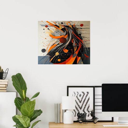 Vibrant Paint Splatter Modern Abstract Art ポスター (ホームオフィス)