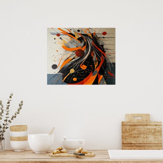 Vibrant Paint Splatter Modern Abstract Art ポスター (キッチン)