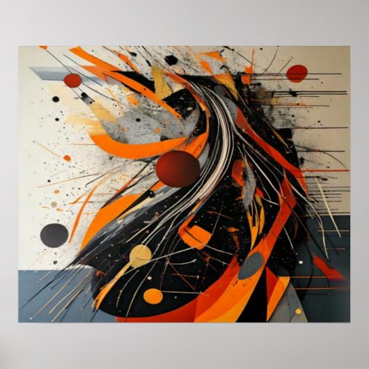 Vibrant Paint Splatter Modern Abstract Art ポスター (正面)