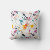 Vibrant Paint Splatter Pattern クッション (正面)
