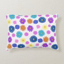 Vibrant Painted Floral Pattern - Colorful Decorate アクセントクッション