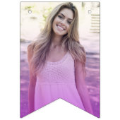 Vibrant Palm Leaf Purple Photo Happy Birthday Flag バンティングフラッグ (第1の旗)