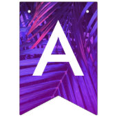 Vibrant Palm Leaf Purple Photo Happy Birthday Flag バンティングフラッグ (第3の旗)