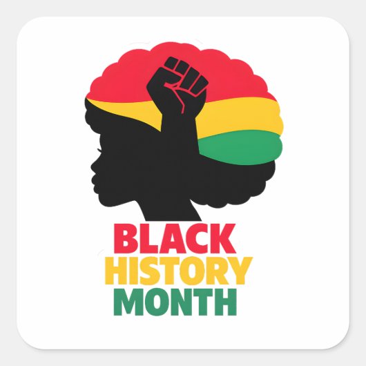 Vibrant Pan African Colors Afro Woman Silhouette  スクエアシール (正面)