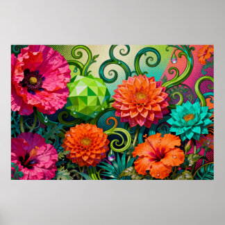 Vibrant Paper Flower Bouquet - Colorful Artistic  ポスター