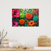 Vibrant Paper Flower Bouquet - Colorful Artistic ポスター (キッチン)
