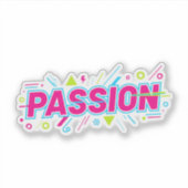 Vibrant Passion タイポグラフィ - レトロ 90s ポップアート美学 シール (正面)