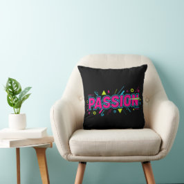 Vibrant Passion Typography - Retro 90s Pop Art Aes クッション