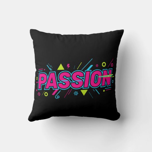 Vibrant Passion Typography - Retro 90s Pop Art Aes クッション (裏面)