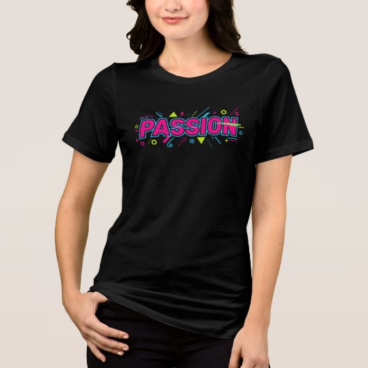 Vibrant Passion Typography - Retro 90s Pop Art Aes トライブレンドTシャツ (正面)