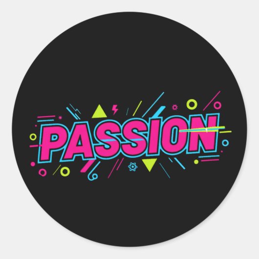 Vibrant Passion Typography - Retro 90s Pop Art Aes ラウンドシール (正面)
