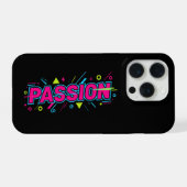 Vibrant Passion Typography - Retro 90s Pop Art Aes iPhoneケース (裏面横)