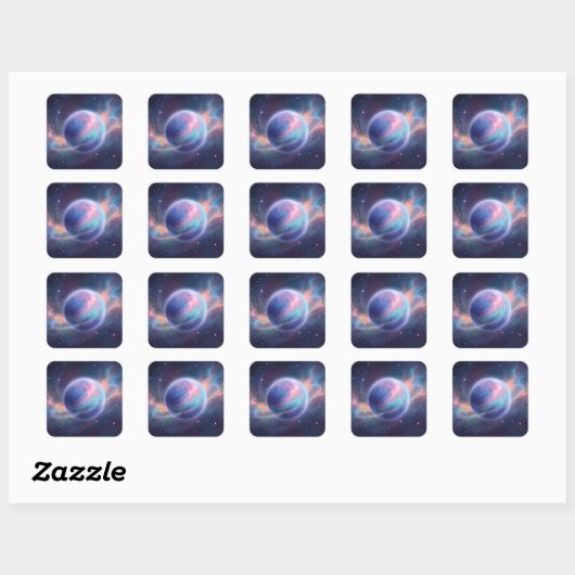 Vibrant Pastel Glowing Galaxy Planet スクエアシール (シート)