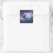 Vibrant Pastel Glowing Galaxy Planet スクエアシール (バッグ)