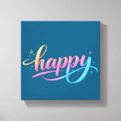 Vibrant Pastel Gradient HAPPY Typography - Modern キャンバスプリント (正面)