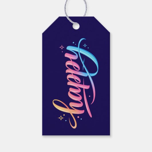 Vibrant Pastel Gradient HAPPY Typography - Modern  ギフトタグ (正面)