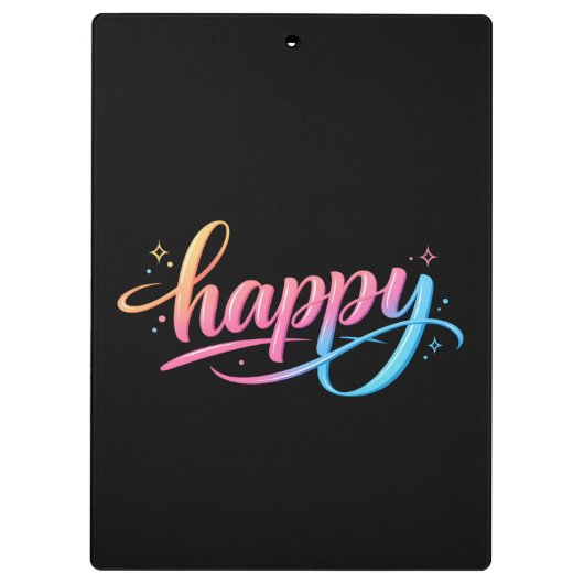 Vibrant Pastel Gradient HAPPY Typography - Modern クリップボード (裏面)