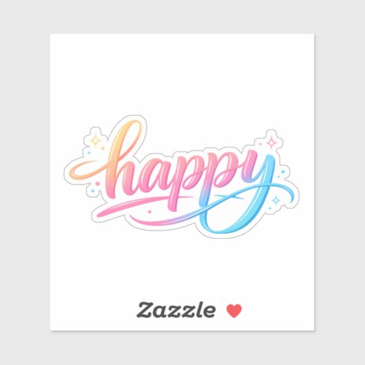Vibrant Pastel Gradient HAPPY Typography - Modern  シール (シート)