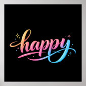 Vibrant Pastel Gradient HAPPY Typography - Modern  ポスター (正面)