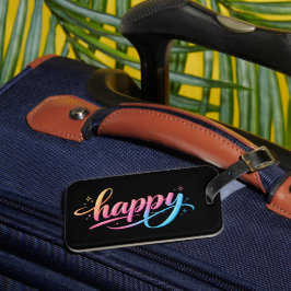 Vibrant Pastel Gradient HAPPY Typography - Modern  ラゲッジタグ