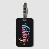 Vibrant Pastel Gradient HAPPY Typography - Modern ラゲッジタグ (正面縦)