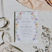 Vibrant Pastel Wildflowers Modern Wedding 招待状