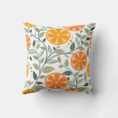 Vibrant pattern of orange slices and green leaves  クッション (裏面)