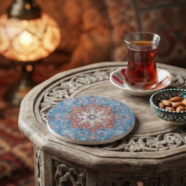 Vibrant Persian Vintage Rug Turquoise コースター