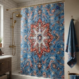 Vibrant Persian Vintage Rug Turquoise シャワーカーテン