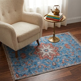 Vibrant Persian Vintage Rug Turquoise スローブランケット