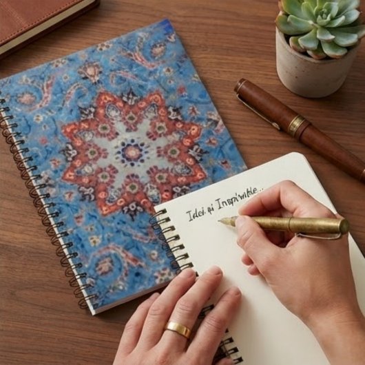 Vibrant Persian Vintage Rug Turquoise ノートブック