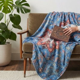 Vibrant Persian Vintage Rug Turquoise フリースブランケット