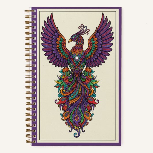 Vibrant Phoenix Rebirth Zentangle Nooracle Journal ノートブック (正面)