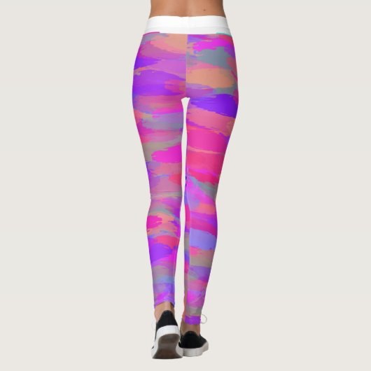 Vibrant Pink Abstract Camo Leggings レギンス (裏面)