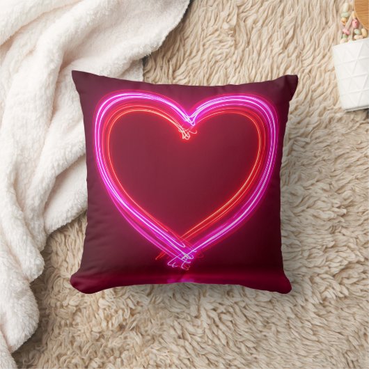Vibrant Pink Abstract Heart Throw Pillow 16x16 | M クッション (ブランケット)