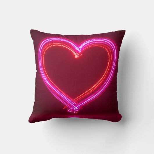 Vibrant Pink Abstract Heart Throw Pillow 16x16 | M クッション (裏面)