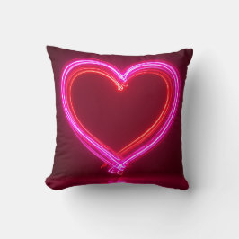 Vibrant Pink Abstract Heart Throw Pillow 16x16 | M クッション