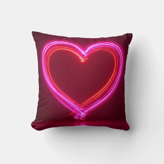 Vibrant Pink Abstract Heart Throw Pillow 16x16 | M クッション (正面)