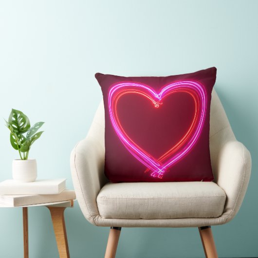 Vibrant Pink Abstract Heart Throw Pillow 16x16 | M クッション (椅子)