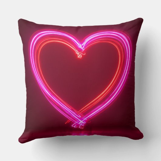 Vibrant Pink Abstract Heart Throw Pillow 16x16 | M クッション (裏面)