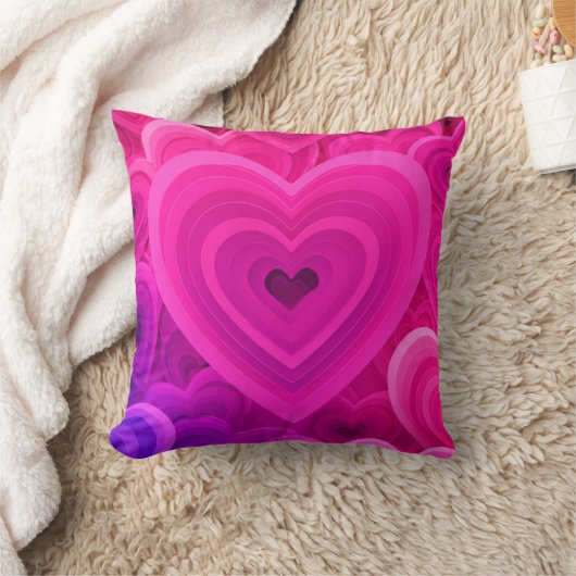 Vibrant Pink Abstract Heart Throw Pillow – Modern  クッション (ブランケット)