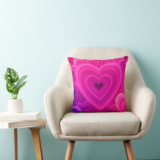 Vibrant Pink Abstract Heart Throw Pillow – Modern  クッション (椅子)