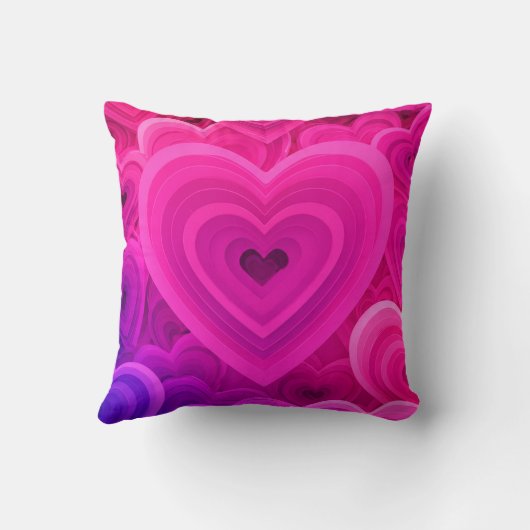 Vibrant Pink Abstract Heart Throw Pillow – Modern  クッション (裏面)